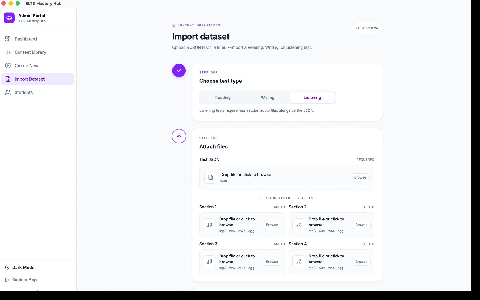 Import Dataset wizard