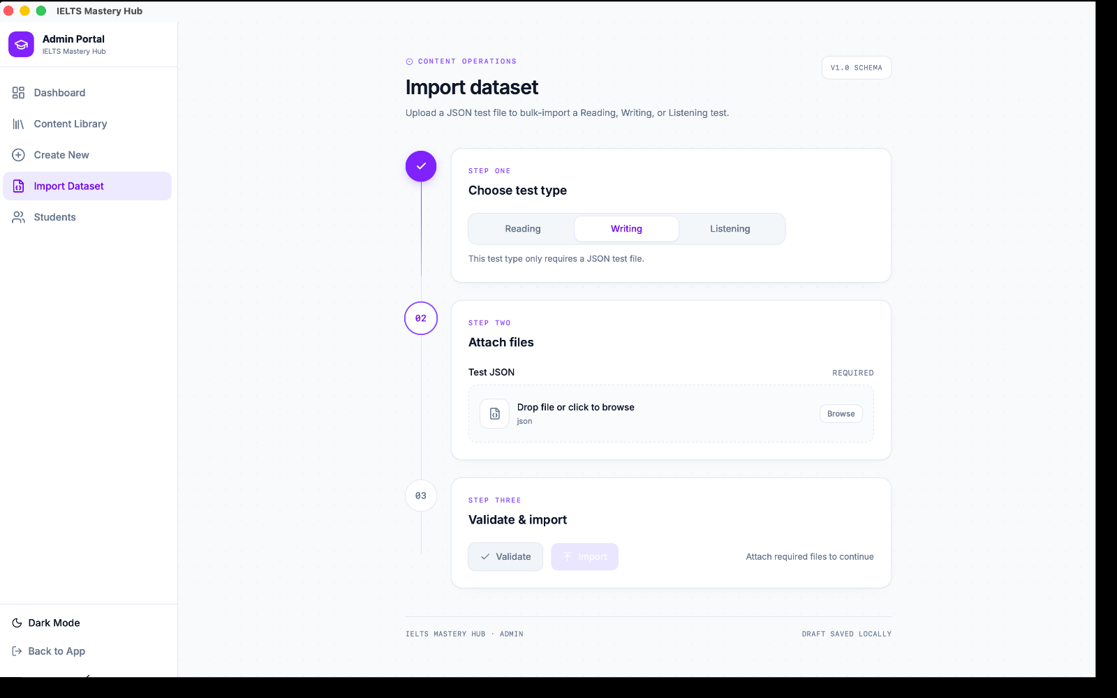 Test Creator Studio with the Listening tab open